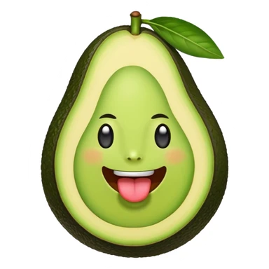 A smiling avocago with its tongue out to the side sticker