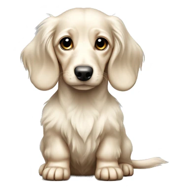 white cream colors long haired dachshund puppy full body sticker