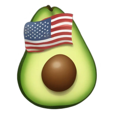 avocado with an american flag instead of seed sticker