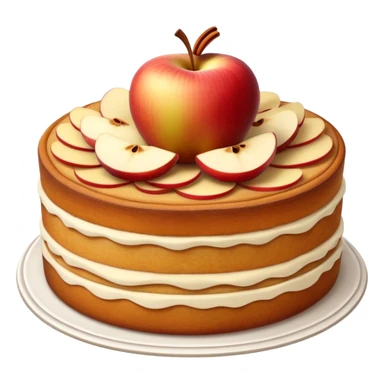 cinematic-realistic-apfelkuchen-cake-emoji,-depicted-as-a-classic-cake-with-cinnamon-and-thinly sliced apples on the top a few neatly spread out-rendered-with-soft-textures-and-warm,-inviting-lighting. sticker
