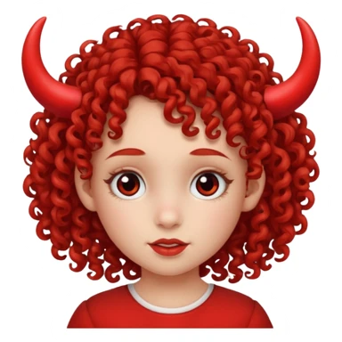 curly hair girl kid with small red horns sticker