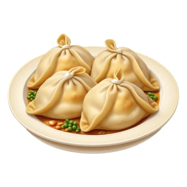 Cinematic Realistic Pierogi Dish Emoji, depicted as tender dumplings filled with savory ingredients rendered with lifelike textures and warm, inviting lighting. sticker