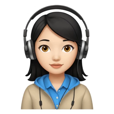 Female Filipino Virtual Assistant with Black Hair with headphone on sticker