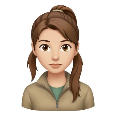 mujer piel clara. pelo castaño con una coleta de pelo recogido. ropa con tonos de color tierra sticker