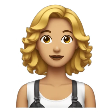 Mujer con media melena rizada con mechas sticker