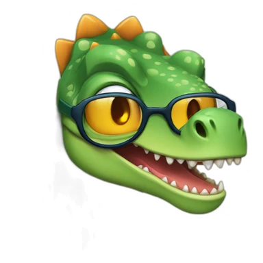 dinosaurio con lentes y Cara preocupada sticker