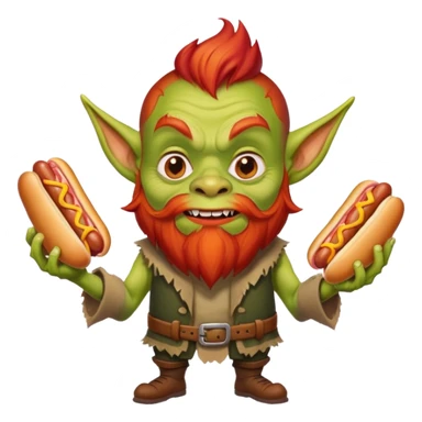Goblin with red beard and hot dogs sticker
