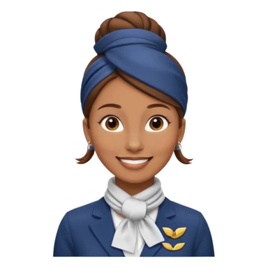  flight attendant, Light Brown skin, brown hair in single bun, neck scarf sticker