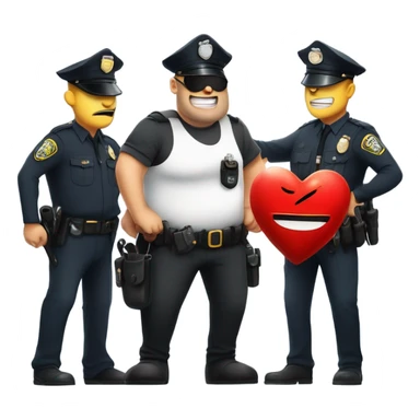 Criminal Cartoon Heart getting hand cuffed by police sticker