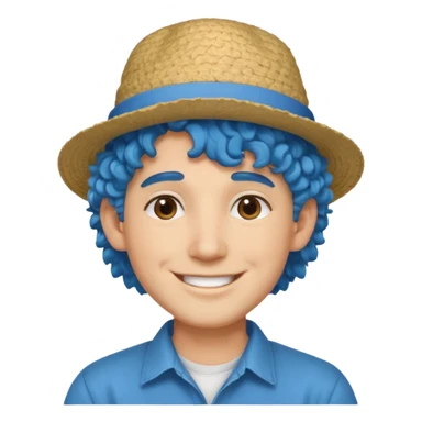 mid blue haired man curly hair and big earrings and and hat wearing sticker