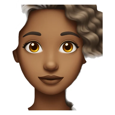 A girl with wavy hair brown eyes and to have make up sticker