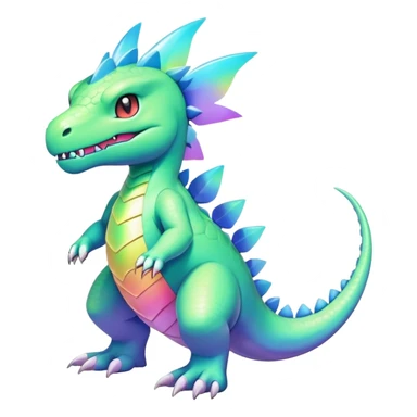  Cool Divine Cute Vibrant Pastel Bright Colorful Iridescent Modern Digimon-Druddigon-Fakemon-Reptile full body sticker
