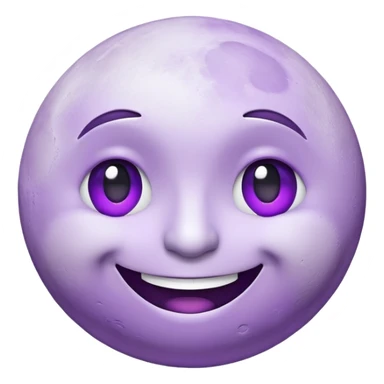 3D emoji of a smiling moon face with ironic expression, purple shadows, meme-style mood

 sticker