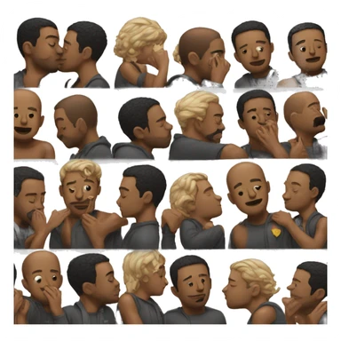 Black men kissing sticker