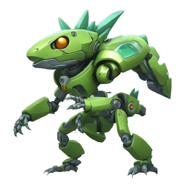 a futuristic mechanical spiky Medabot-lizard full body sticker