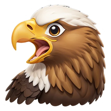 Cinematic Cute Yawning Golden Eagle Portrait Emoji, Head tilted slightly with a dramatic, wide-open yawn, showcasing a robust, majestic form with softly drooping feathers and sleepy, half-closed eyes, Simplified yet irresistibly adorable features, highly detailed, glowing with a soft, cozy amber glow, high shine, relaxed yet expressive, stylized with a dash of whimsical aerial charm, soft glowing outline, capturing the essence of a drowsy yet affectionate golden eagle that appears ready to stretch out for a nap! sticker