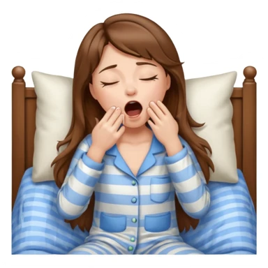 sleepy brown hair girl yawning in her pjs sticker