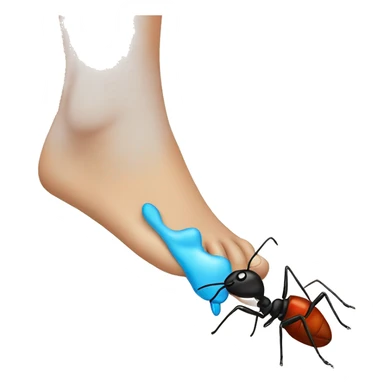 Human foot stepping on an ant sticker