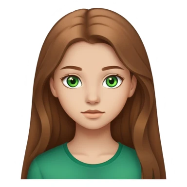 17-year-old girl with green eyes, light skin tone, long brown hair sticker
