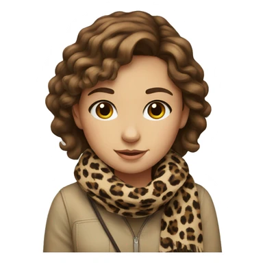 Girl brown Hair with print leopard scarf sticker