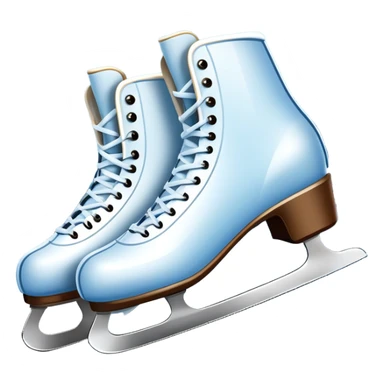 An icon showing a pair of elegant ice skates gliding across a smooth, frozen rink with snowflakes in the air. In the background, twinkling lights, winter trees, and cheering spectators create a festive atmosphere. Transparent background highlights the grace and charm of ice skating. sticker