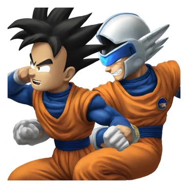 Goku and vegeta fighting in space sticker