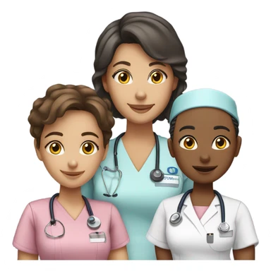 A group of five nurses all ages sticker