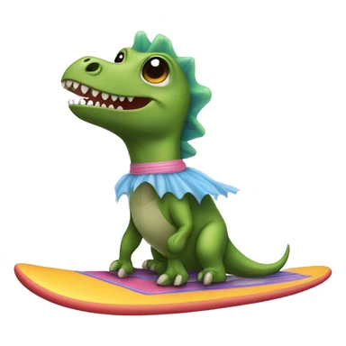  Dinosaur on a surfboard wearing a tutu sticker