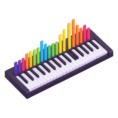 piano keyboard with colorful notes sticker