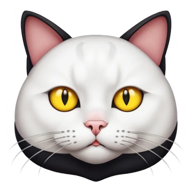 Blank and white cat fatty and mad with yellow eyes  sticker