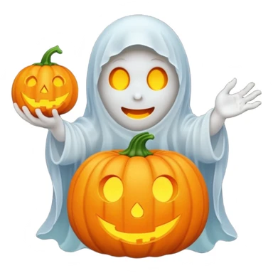 ghost holding pumpkin sticker