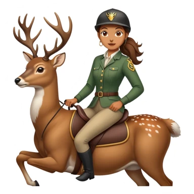 A woman in riding a deer sticker