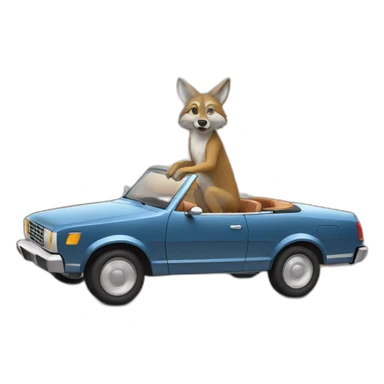coyote driving a convertible sticker