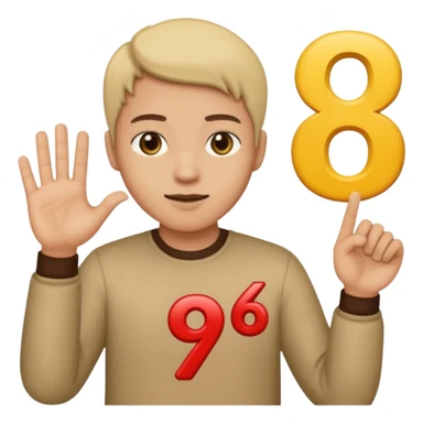 replace the ice cream with the numbers 6 and 7 holding his hands doing this emoji 🫴 and the left is the same emoji but flipped sideways then make the emojis 6️⃣7️⃣ go in each so six gos in the left hand and seven goes in the right hand now make the last picture have a 7 in the right hand sticker