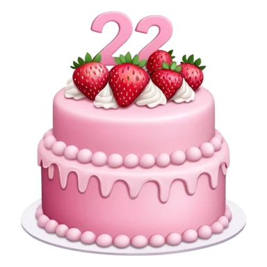 Pink cake with strawberries and the number 27  sticker