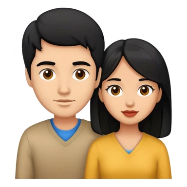 Medium skin color couple with black hair sticker