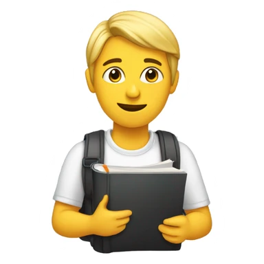 student with the notebook self-study sticker