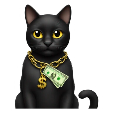 black cat with money and chain sticker