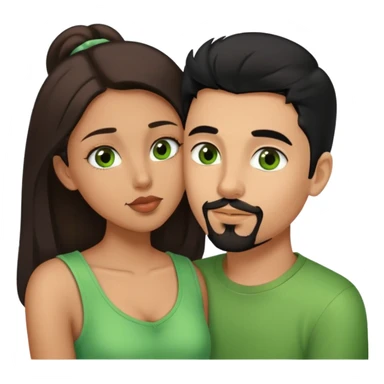 Boy with goatee￼ and black hair brown eyes kinda tan kissing girl brown hair green eyes a little tan sticker