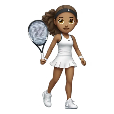 cute tennis female player wearing nike with black racquet sticker