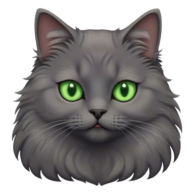 Dark grey fluffy cat green eyes  sticker