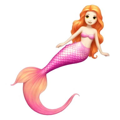pale skinned orange haired mermaid with pink tail sticker