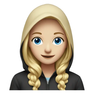 smiling blondie girl and light blue eyes in dark hood sticker