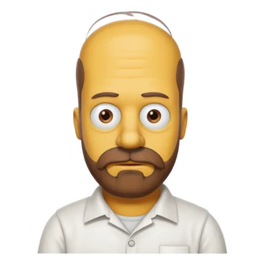 homer simpson white shirt beard an mustache must be one single brown piece not separated sticker