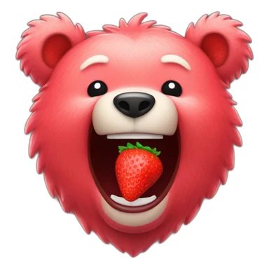 A happy bear with a strawberry texture sticker