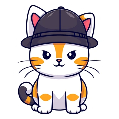 Rainbow cat with a hat  sticker