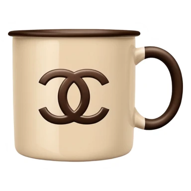 Chanel logo mug beige and dark brown sticker