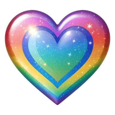 glitter heart with rainbow gradient sticker