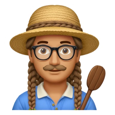venice gondolier with long braided hair, iconic hat, normal glassess  sticker