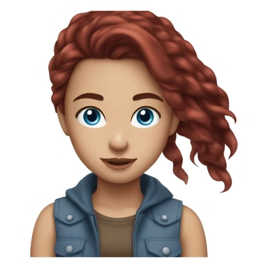 Beautiful girl, dark red hair，long hair, blue eyes sticker